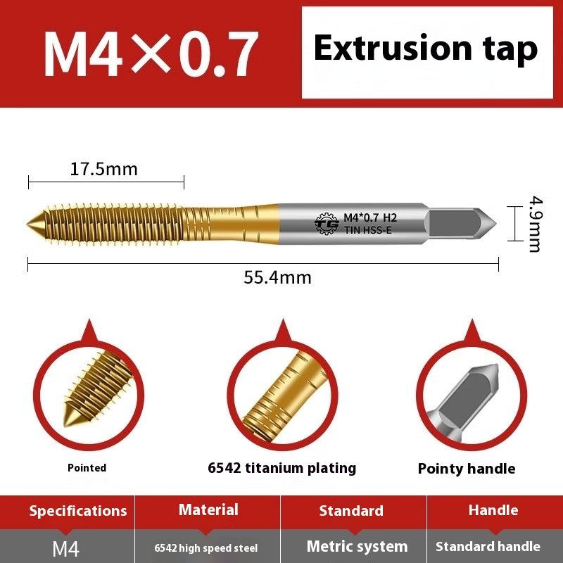 1100-6542 Titanium Plated Cobalt Extruded Tap Extruded Tapping Machined Chipless Tapping M3M4M6M8M10M12 Shandong Denso Pricision Tools Co.,Ltd.